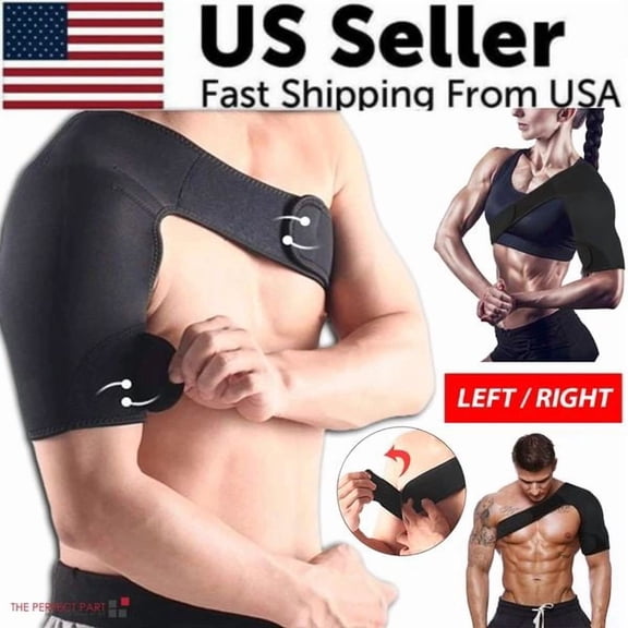 Shoulder Brace Compression Sleeve for Men & Women, Adjustable Rotator Cuff Support for Torn Rotator Cuff, AC Joint Pain Relief, Dislocation, Bursitis & Stability, Left or Right Arm, Black