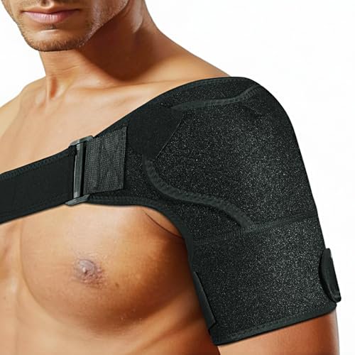 Shoulder Brace for Men and Women for Torn Rotator Cuff,Arm Sling Shoulder Immobilizer,Shoulders Compression Sleeve and Support For Pain Relief(1,Black)