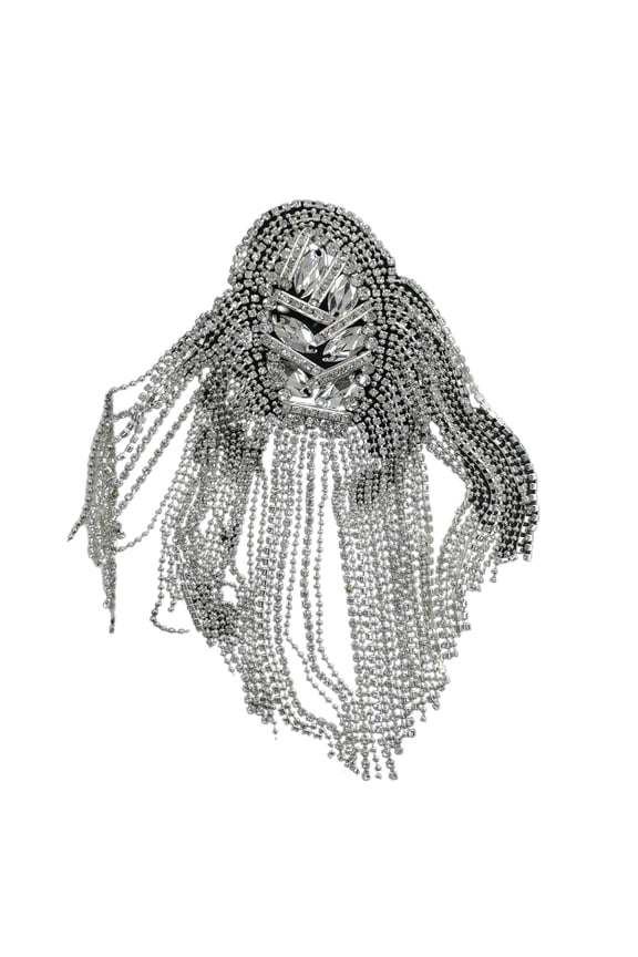 Shoulder Brooch Tassels Rhinestones Jewelry Handmade Shiny Epaulet