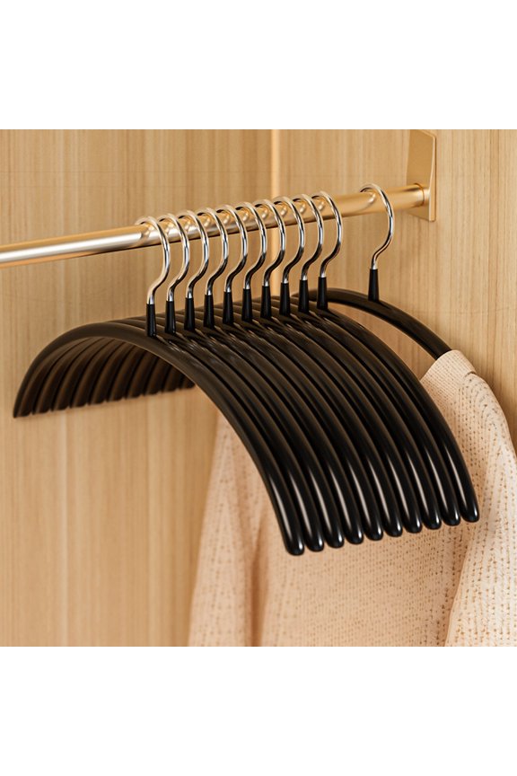 No Shoulder Bump Hangers,Sweater Hangers,Semi-circular Coat Rack,Non-Slip Rubber Coated Clothing Hangers, No Shoulder Bumps No Mark, Steel Hanger for Sweater T-Shirt Suit Coat Uniform(Black)