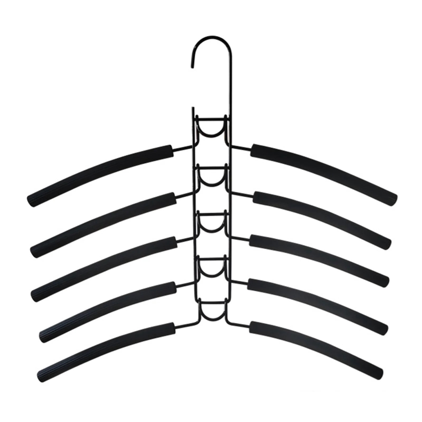 No Shoulder Bump Multiple Sweater Coat Clothes Hangers, 5 in 1 Multi Layer Metal Hanger Racks with Non-Slip Foam Padded, Multi Layers Space Saving T Shirt Blouse Rack, 15.75x14.96"
