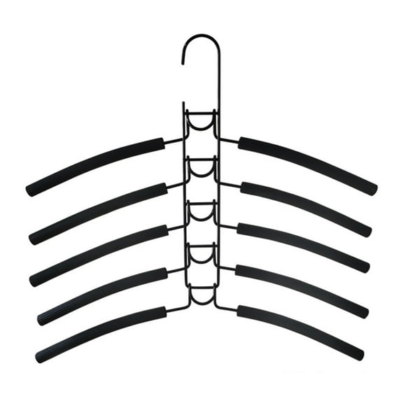 No Shoulder Bump Multiple Sweater Coat Clothes Hangers, 5 in 1 Multi Layer Metal Hanger Racks with Non-Slip Foam Padded, Multi Layers Space Saving T Shirt Blouse Rack, 15.75x14.96"