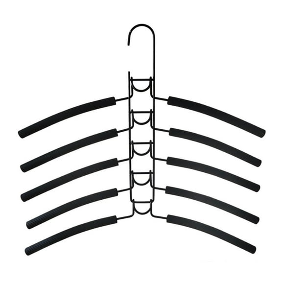 No Shoulder Bump Multiple Sweater Coat Clothes Hangers, 5 in 1 Multi Layer Metal Hanger Racks with Non-Slip Foam Padded, Multi Layers Space Saving T Shirt Blouse Rack, 15.75x14.96"