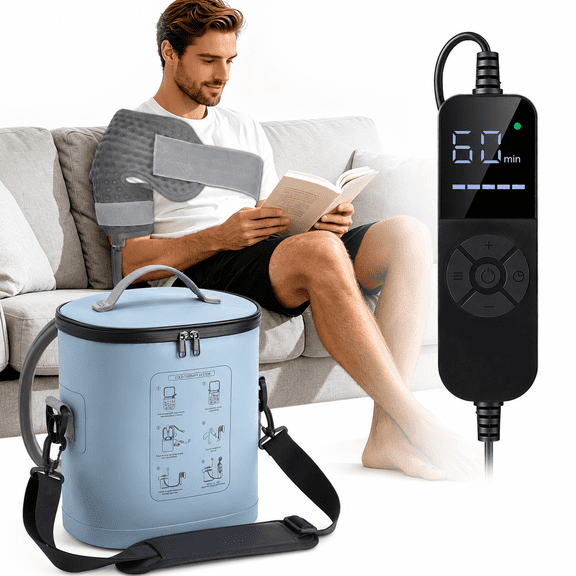 Shoulder Cold Therapy Machine, 3-in-1 Ice Machine for Shoulder Knee Joint with Timer 1060 Min, 5 Flow Levels, 812H Continuous Cooling, Foldable Ice Bucket for Relief/Compression Pad