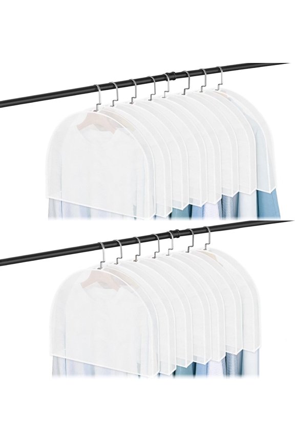 Shoulder Covers for Hanging Clothes, 15 Pack Clear Shoulder Cover Breathable Garment Dust Covers Protectors 2" Gusset for Suit, Coats, Jackets, Dress, Closet Storage, 24'' x 12" x 2"