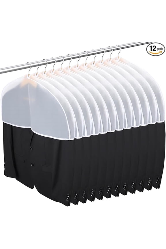 Shoulder Covers for Hanging Clothes, Pack of 12, Shoulder Cover for Closet Storage, Breathable Clear Plastic Clothes Cover for Hanging T Shirt, Suit, Coat, Jacket, Dress, Gown