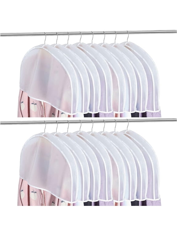 Shoulder Covers Plastic Hanger Covers for Clothes Closet Clothes Protectors Breathable Garment Cover Clear Jacket Cover with 2" Gusset for Suit, Coat, Jackets, Blouses, Dress - 24'' x12" x2''/10 Pack