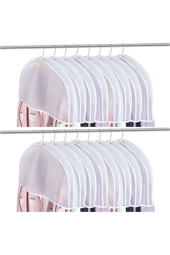 Shoulder Covers Plastic Hanger Covers for Clothes Closet Clothes Protectors Breathable Garment Cover Clear Jacket Cover with 2" Gusset for Suit, Coat, Jackets, Blouses, Dress - 24'' x12" x2''/10 Pack