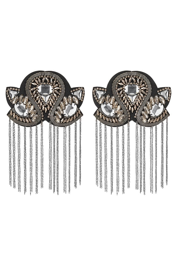 Shoulder Epaulet Beads Chain Iron Tassel Epaulettes Retro Rhinestone Shoulder Badges with PinDIY