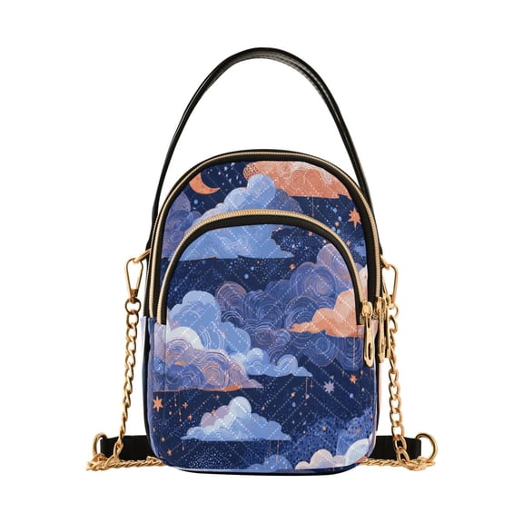 Shoulder Handbag Women's Crossbody Handbags 5.91x3.15x8.27 Inch Bank Card Bag Cash Bag Key Bag Beautiful Blue Clouds