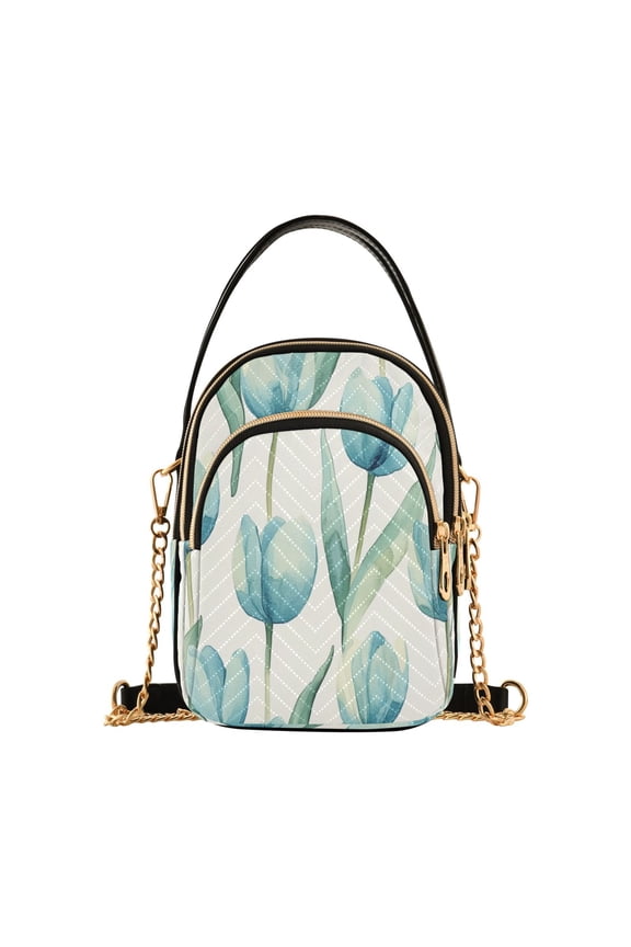 Shoulder Handbag Women's Crossbody Handbags 5.91x3.15x8.27 Inch Bank Card Bag Cash Bag Key Bag Beautiful Blue Tulips