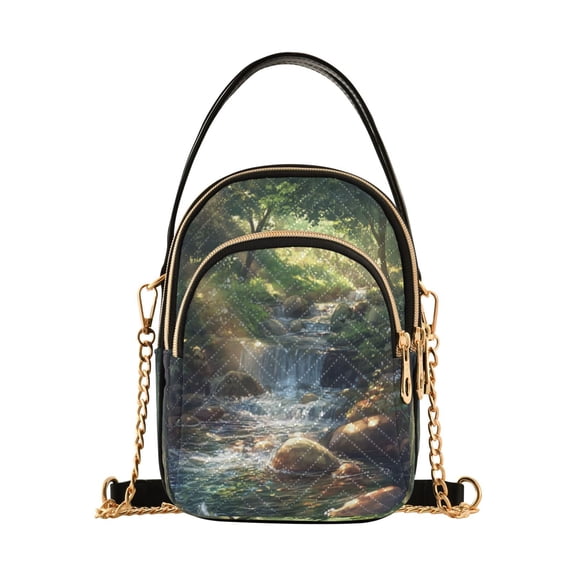 Shoulder Handbag Women's Crossbody Handbags 5.91x3.15x8.27 Inch Bank Card Bag Cash Bag Key Bag Beautiful Green Stream