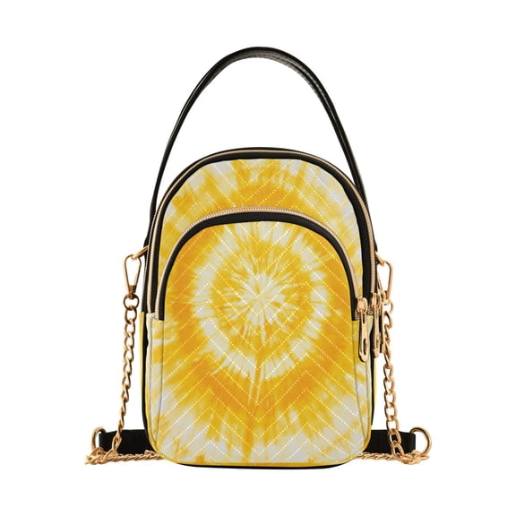 Shoulder Handbag Women's Crossbody Handbags 5.91x3.15x8.27 Inch Bank Card Bag Cash Bag Key Bag Beautiful Yellow Tie Dye Pattern