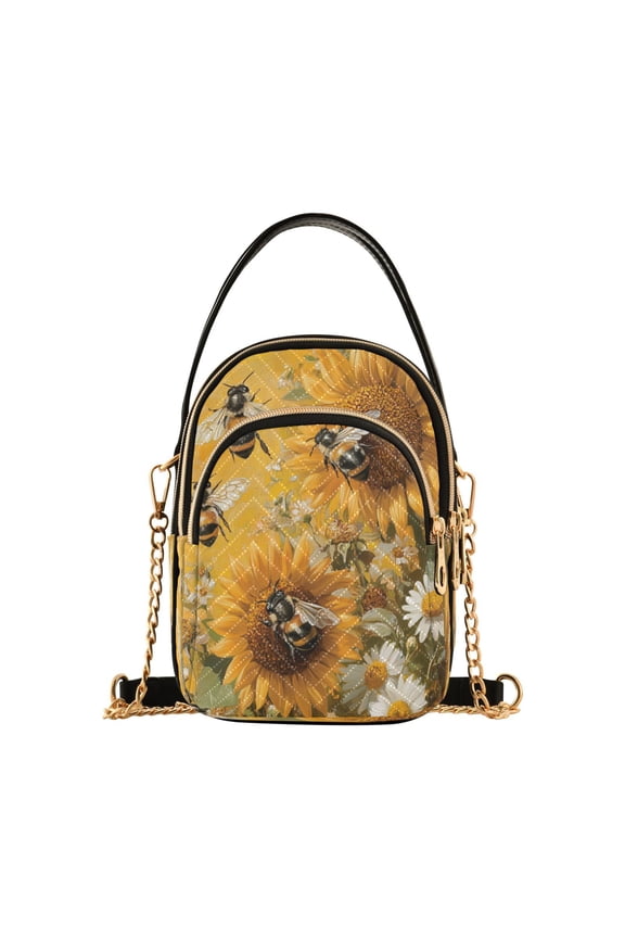 Shoulder Handbag Women's Crossbody Handbags 5.91x3.15x8.27 Inch Bank Card Bag Cash Bag Key Bag Big Yellow Bee