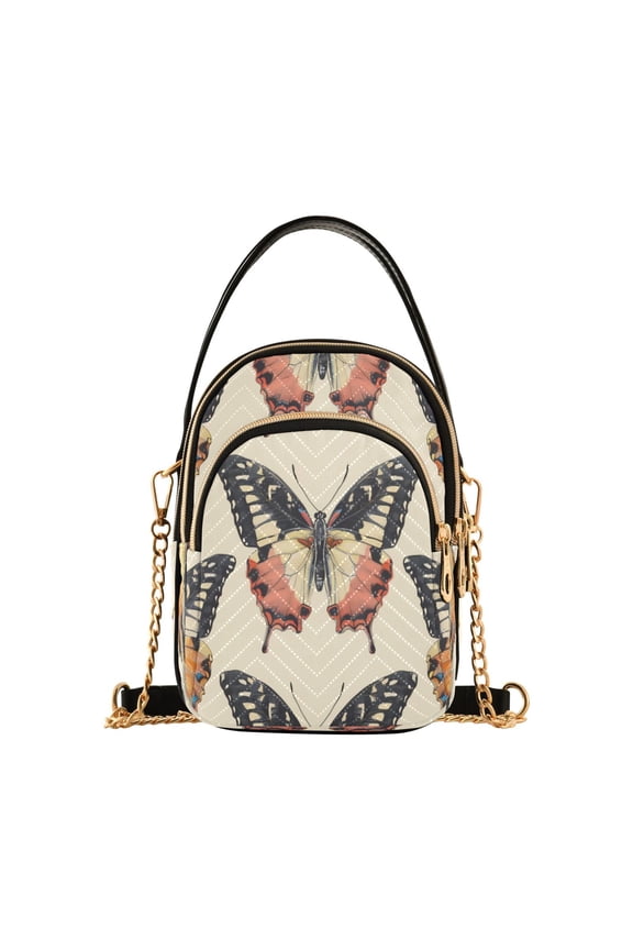 Shoulder Handbag Women's Crossbody Handbags 5.91x3.15x8.27 Inch Bank Card Bag Cash Bag Key Bag Black Butterfly