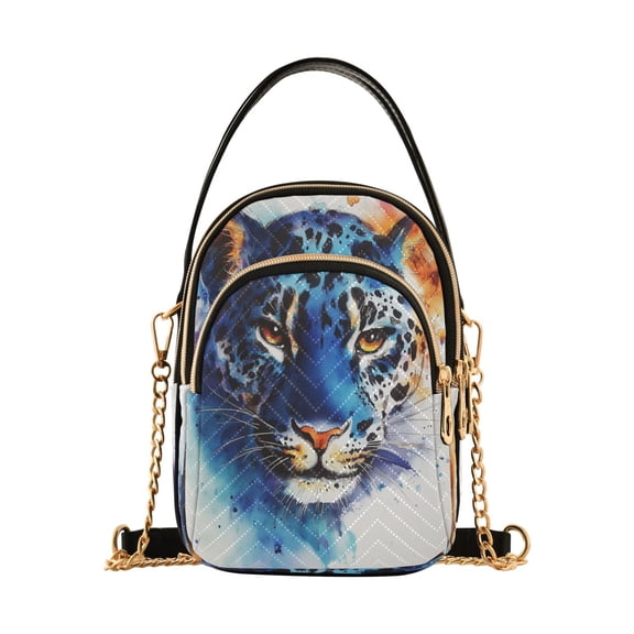 Shoulder Handbag Women's Crossbody Handbags 5.91x3.15x8.27 Inch Bank Card Bag Cash Bag Key Bag Blue Watercolor Leopard