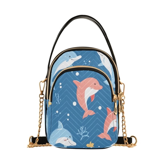 Shoulder Handbag Women's Crossbody Handbags 5.91x3.15x8.27 Inch Bank Card Bag Cash Bag Key Bag Cartoon Cute Color Dolphin