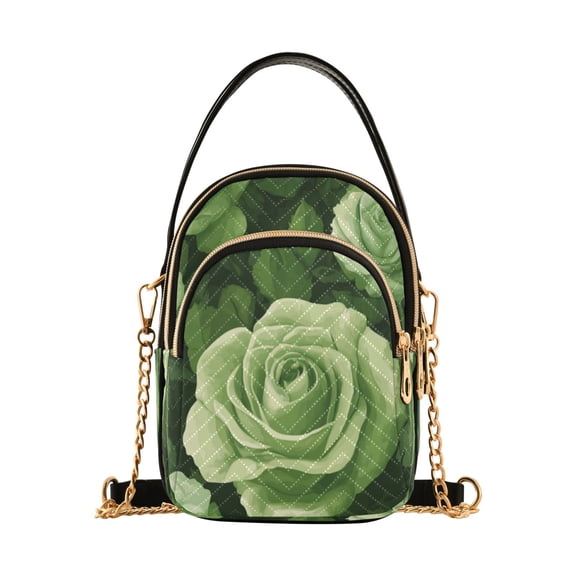 Shoulder Handbag Women's Crossbody Handbags 5.91x3.15x8.27 Inch Bank Card Bag Cash Bag Key Bag Green Rose2