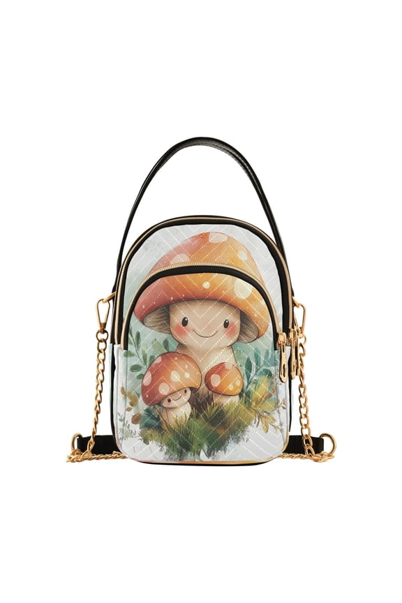Shoulder Handbag Women's Crossbody Handbags 5.91x3.15x8.27 Inch Bank Card Bag Cash Bag Key Bag Mushroom Man