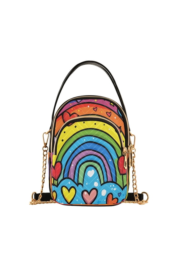 Shoulder Handbag Women's Crossbody Handbags 5.91x3.15x8.27 Inch Bank Card Bag Cash Bag Key Bag Rainbows and Love