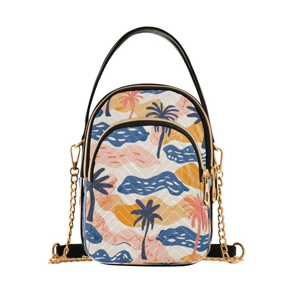 Shoulder Handbag Women's Crossbody Handbags 5.91x3.15x8.27 Inch Bank Card Bag Cash Bag Key Bag The Black Coconut Tree