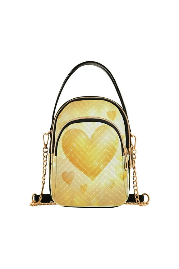 Shoulder Handbag Women's Crossbody Handbags 5.91x3.15x8.27 Inch Bank Card Bag Cash Bag Key Bag Valentine's Day Yellow Love