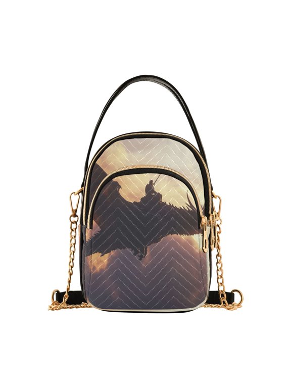 Shoulder Handbag Women's Crossbody Handbags 5.91x3.15x8.27 Inch Bank Card Bag Cash Bag Key Bag Warrior Dragon
