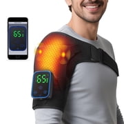 Shoulder Massager with Heat, Shoulder Heating Pad with Massage, KShoulder ee Heated Wrap - 3 Vibration & Timing, 7 Heating Modes, Adjustable Strap, Cordless Control App for Android, IOS