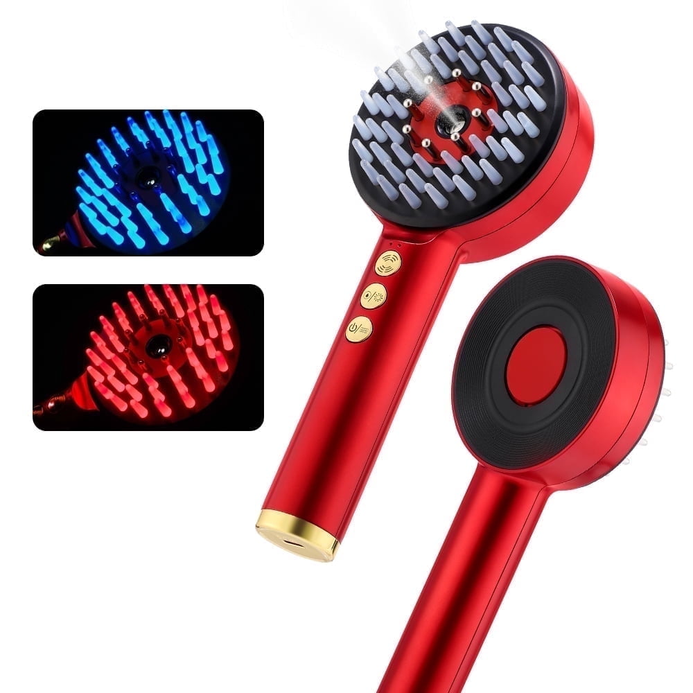 Red Light Therapy Hair Brush with Steam & Vibration - Ultrasonic Mist Scalp Massager Hair Oil Applicator for Hair Care, Electric Massage Steam Hair Comb for Head for Smoother, Thicker