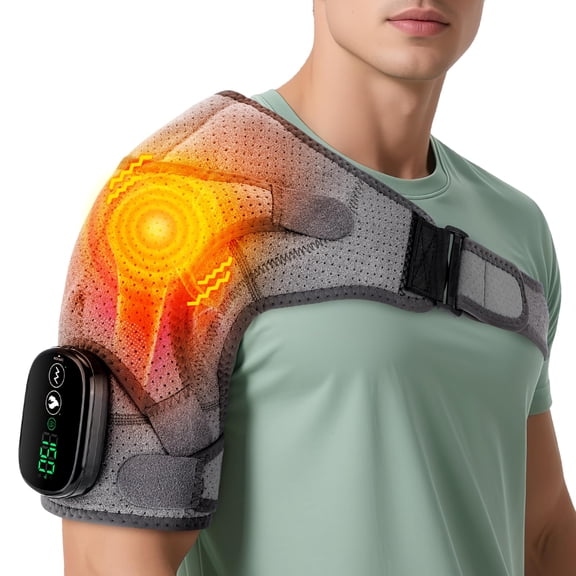 Shoulder Heating Pad with Massage, FSA Eligible Items List, Shoulders Massager for Pain Relief, Left Right Heated Shoulder Wrap for Rotator Cuff & Shoulder Brace Support, HSA Approved Products Only