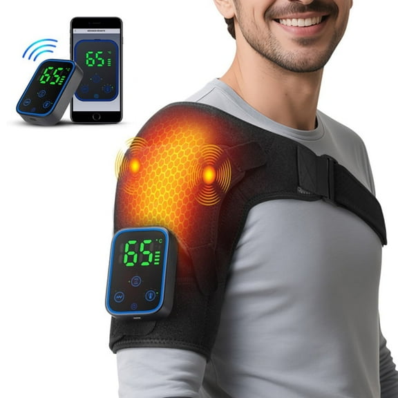 Shoulder Heating Pad Massager, Electric Heated Shoulder Brace Wrap with App Control Wireless, Shoulder Massager Heating Vibration Shoulder Wrap for Relief, Gifts for Women Men