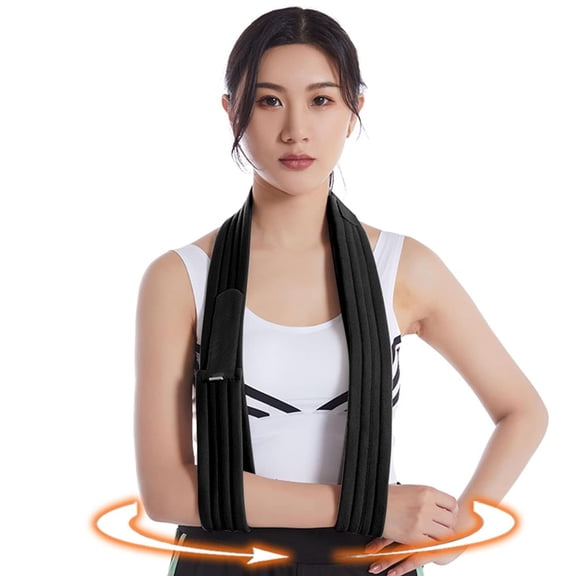 Shoulder Immobilizer Arm Sling, Adjustable Lightweight Arm Support for Rotator Cuff, Torn Tendon, Broken Bones, Post-Surgery Recovery, Black