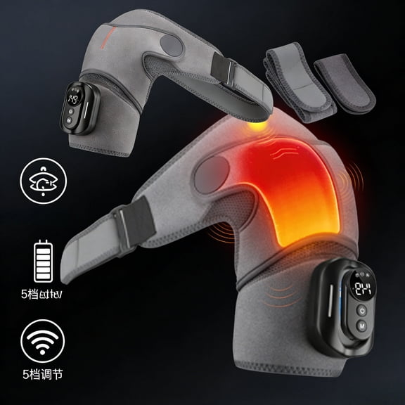 Shoulder Massager with Heat for Deep Tissue Pain Relief, Adjustable 5 Vibration & 5 Heating Levels, USB Rechargeable