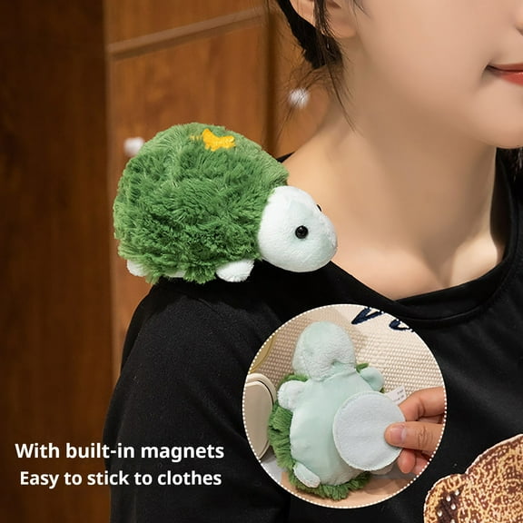 Shoulder Plush,Stuffed Animal Toy Doll,Magnetic Shoulder Plushs Cute Stuffed Animals Doll That Clings To Your Shoulder Companion Toy Gift For Kids Adults(Green Turtle 5in)