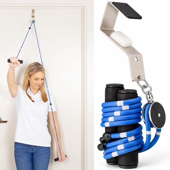 Shoulder Pulley for Physical Therapy - Rotator Cuff Pain Pulley System | Over Door Rehab Exerciser - with Durable Metal Pulley & Comfortable Padded Handles