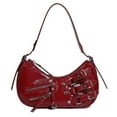thumbnail image 1 of Shoulder Purse for Women, PU Leather Women's Handbag Aesthetic Coquette Shoulder Bag Punk Fashion Ladies Purse Shoulderbag(Winered), 1 of 6