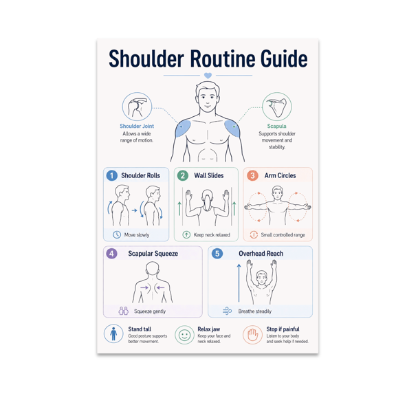 Shoulder Routine Guide Poster - Fitness Enthusiast - 13x19 Poster Print