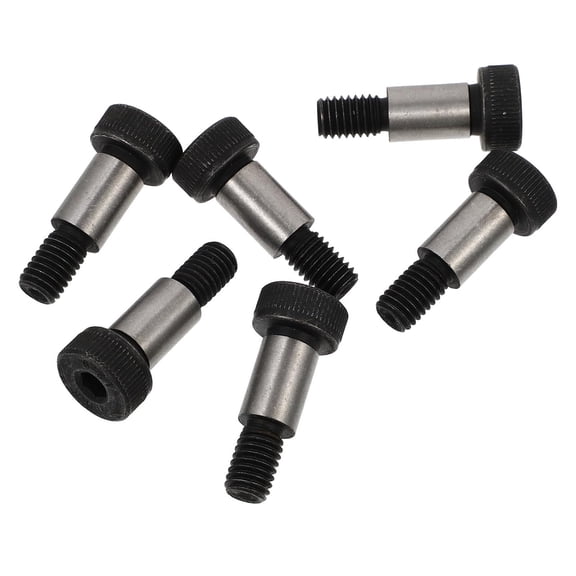 Shoulder Screws Set Rustproof Carbon Steel 6pcs with Hexagonal Socket Drive and Super Compressive Resistance, Round Head Shoulder Bolts for Industrial and Automotive Applications