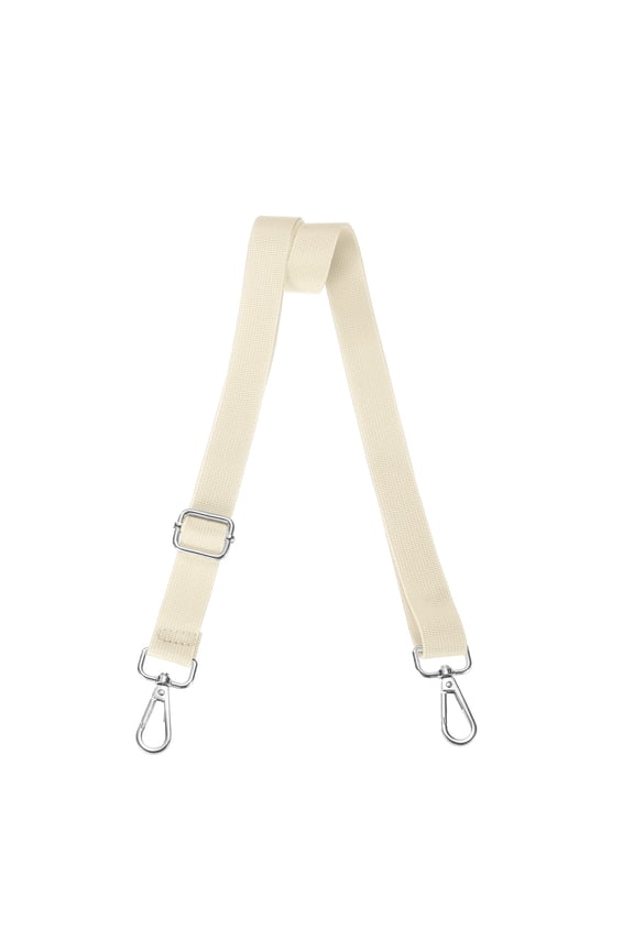 Shoulder Strap 2.5cm Wide Crossbody Strap, Beige, Silver Buckle