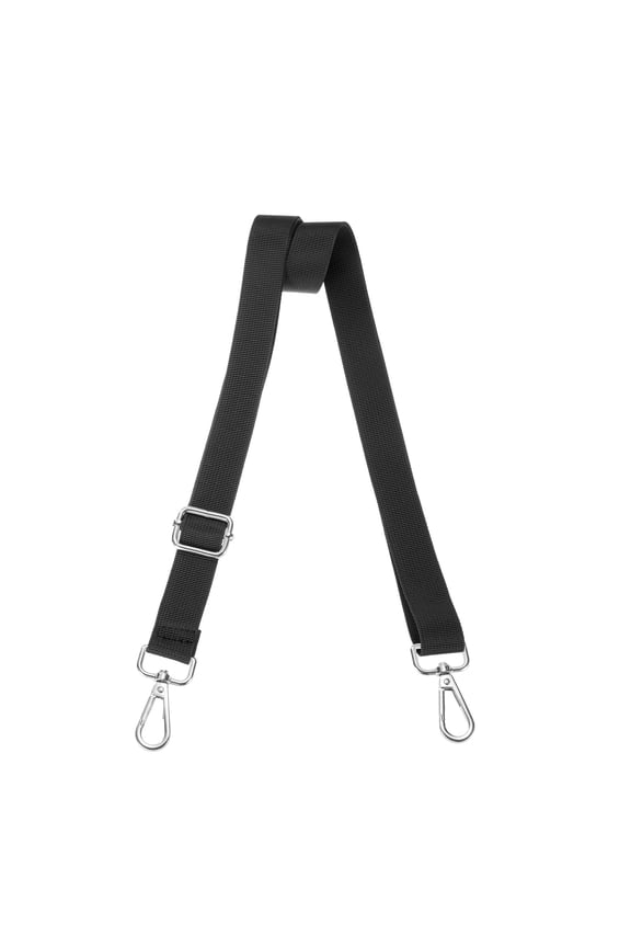 Shoulder Strap 2.5cm Wide Crossbody Strap, Black, Silver Buckle