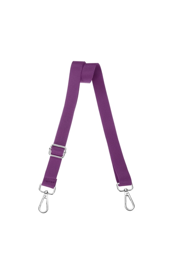 Shoulder Strap 2.5cm Wide Crossbody Strap, Purple, Silver Buckle