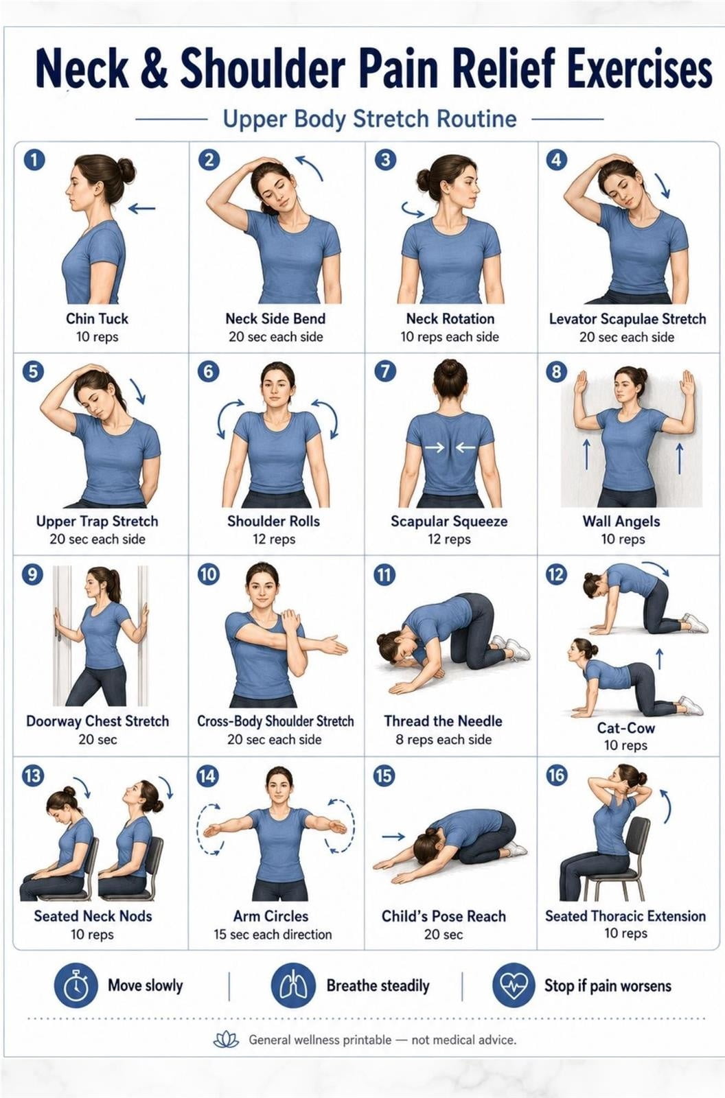 Adaptability Simple Pic Shoulder Stretch Poster Neck Mobility Exercise Chart, Practical guide ...
