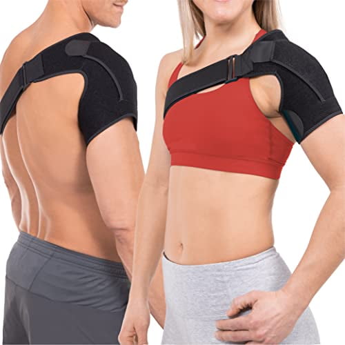 Shoulder Support Brace - Copper Arm Immobilizer Compression Sleeve for Torn Rotator Cuff,Labrum Tears,Bursitis,Impingement Injury Treatment,Dislocation Relief for Men and Women (S/M)