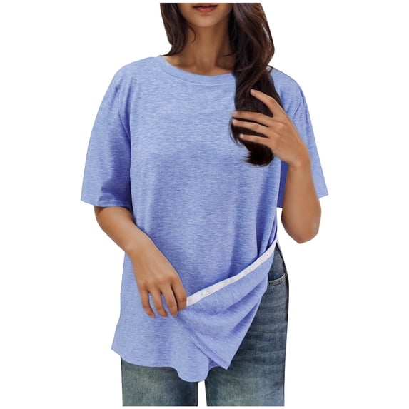 Shoulder Surgery Shirts for Women Full Tear Away 2 Side Snaps Chemo Port Adaptive Dialysis Clothing Short Sleeve Tees