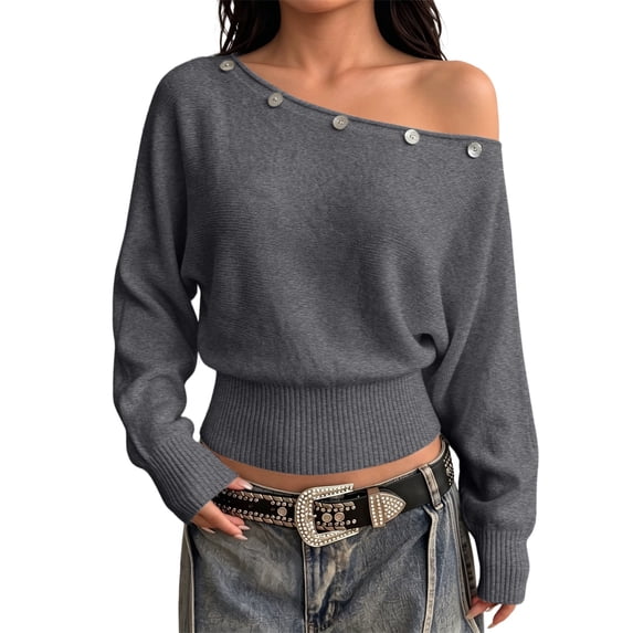 Off the Shoulder Sweater for Women Fall Sweaters Casual Tops Knit Sweater Cable Sweater Workout Tops Cute Sweaters Elegant Tops Work Tops Crew Neck Sweater Thin Sweaters Old Money Outfits