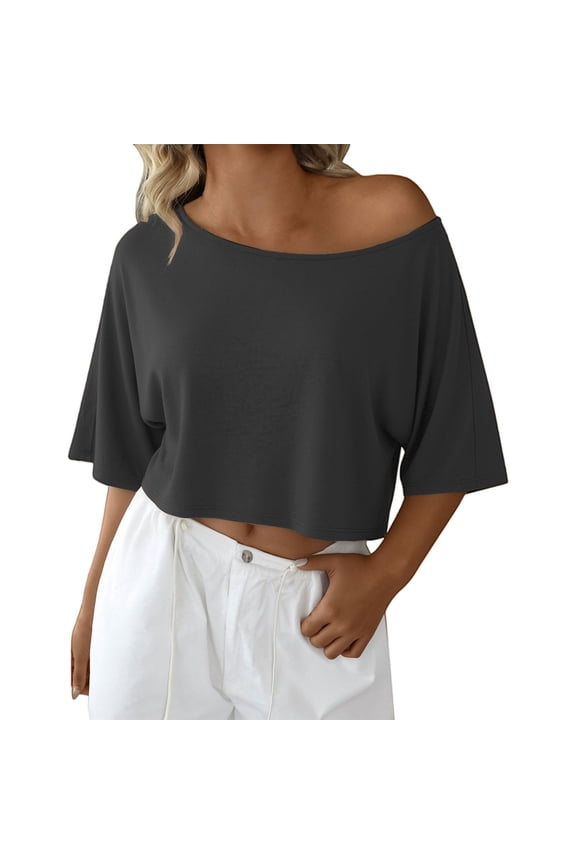 Off The Shoulder T Shirt,Flowy Top Baggy Crop Top Gym Tops One Arm Tops Cold Shoulder Tops Crop Tops For Women Boxy Crop Tee Shirts One Shoulder Workout Top Workout T Shirt Slouchy Top