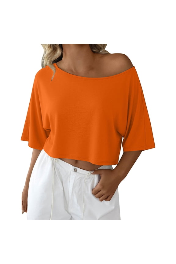 Off The Shoulder T Shirt，Going Out Tops Batwing Sleeve Tops Crop Tops For Women Cotton Off The Shoulder Top One Shoulder Workout Top Workout T Shirt One Arm Tops Flowy Top Trendy Tops