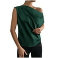 thumbnail image 1 of Off Shoulder Tops for Women Elegant Satin Blouse Plain Summer T Shirts Casual Loose Lightweight Regular Tee Shirt Ladies Business Office Work Top for Party, 1 of 7