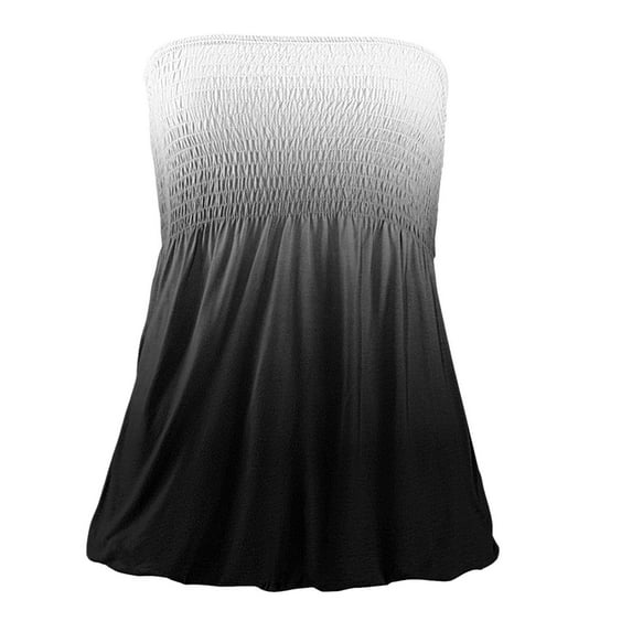 off The Shoulder Tops for Women, Yigetop Women Stripe Strapless Bandeau Tank Casual Sleeveless Summer Vacation Loose Holiday Tube Top Shirt Blouse Pleated Tunic Tanks Top Date Outfits White 2XL