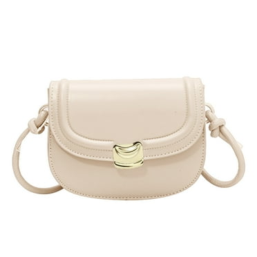 Shoulder bag mini PU clutch bag ladies fashion handbag solid color saddle bag wallet - white